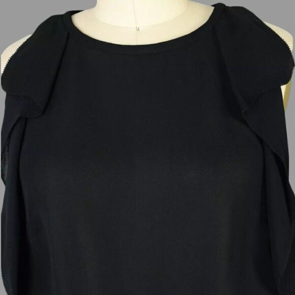 KATE SPADE BLACK CREPE RUFFLE TOP - Picture 3 of 8